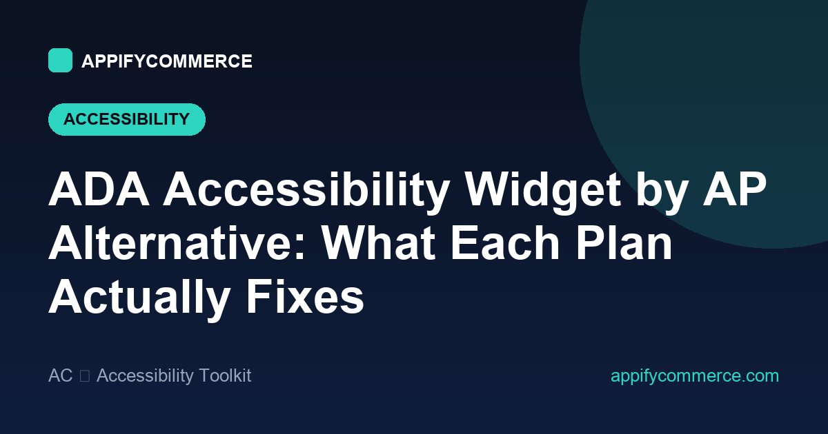 ADA Accessibility Widget by AP alternative for Shopify — what each plan actually fixes