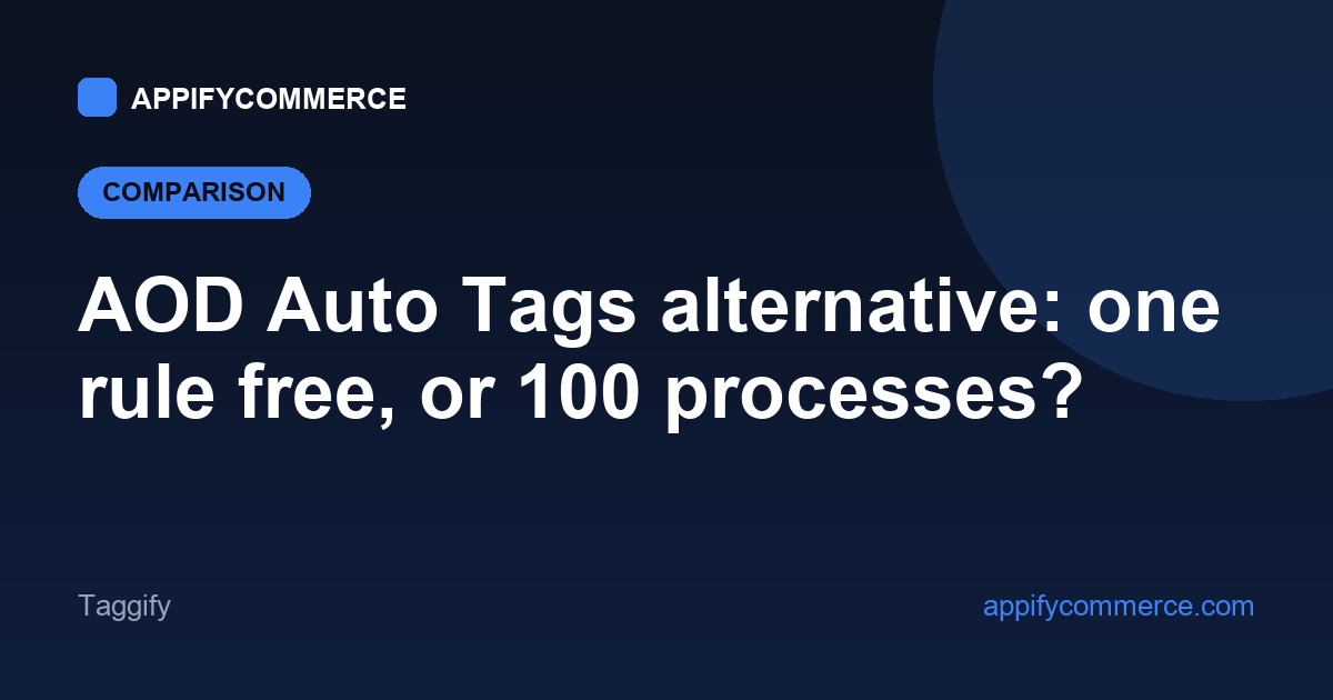 AOD Auto Tags alternative for Shopify: one free rule vs 100 free orders