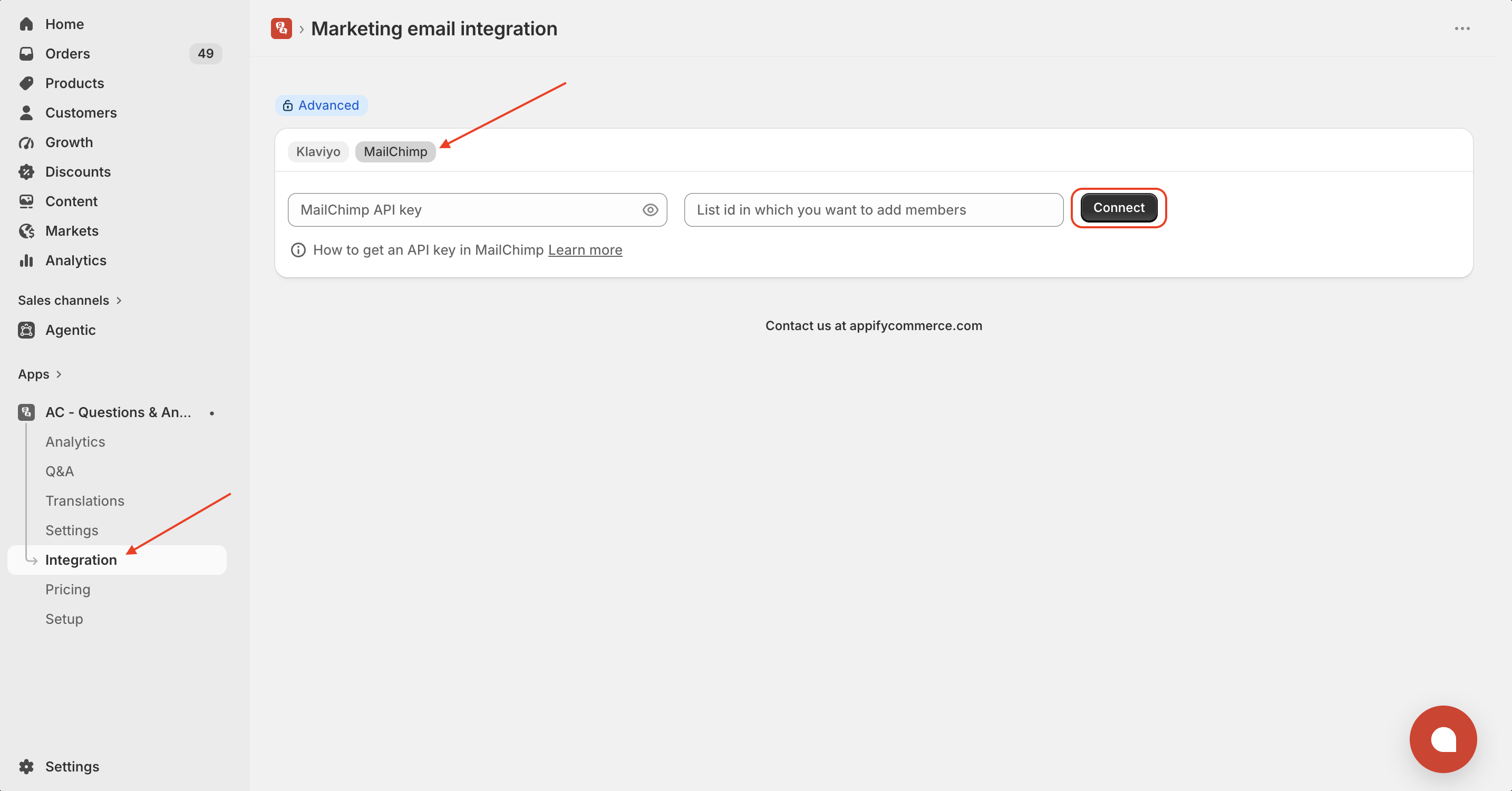 Setup mailchimp 1
