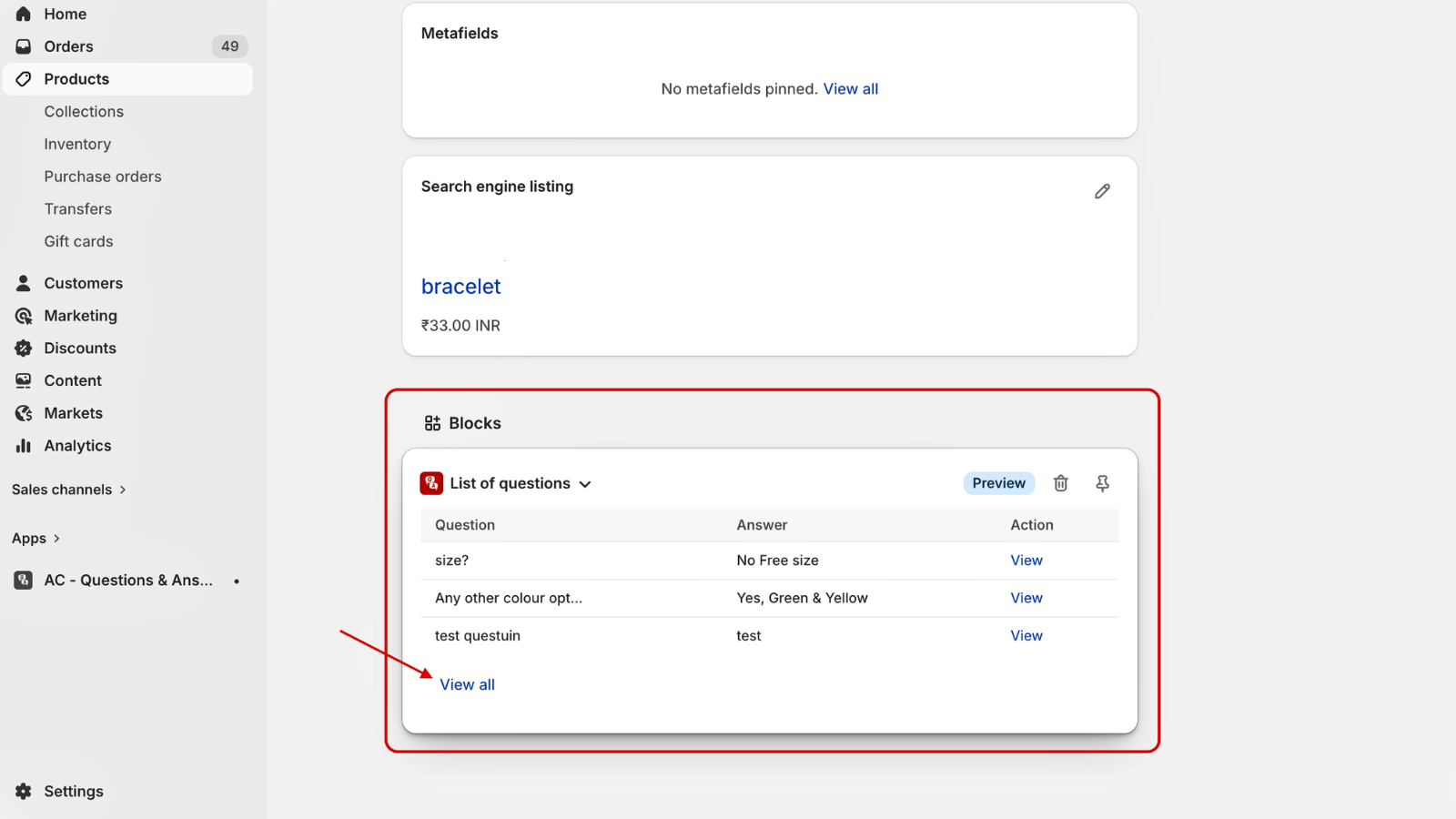 Single question delete 1