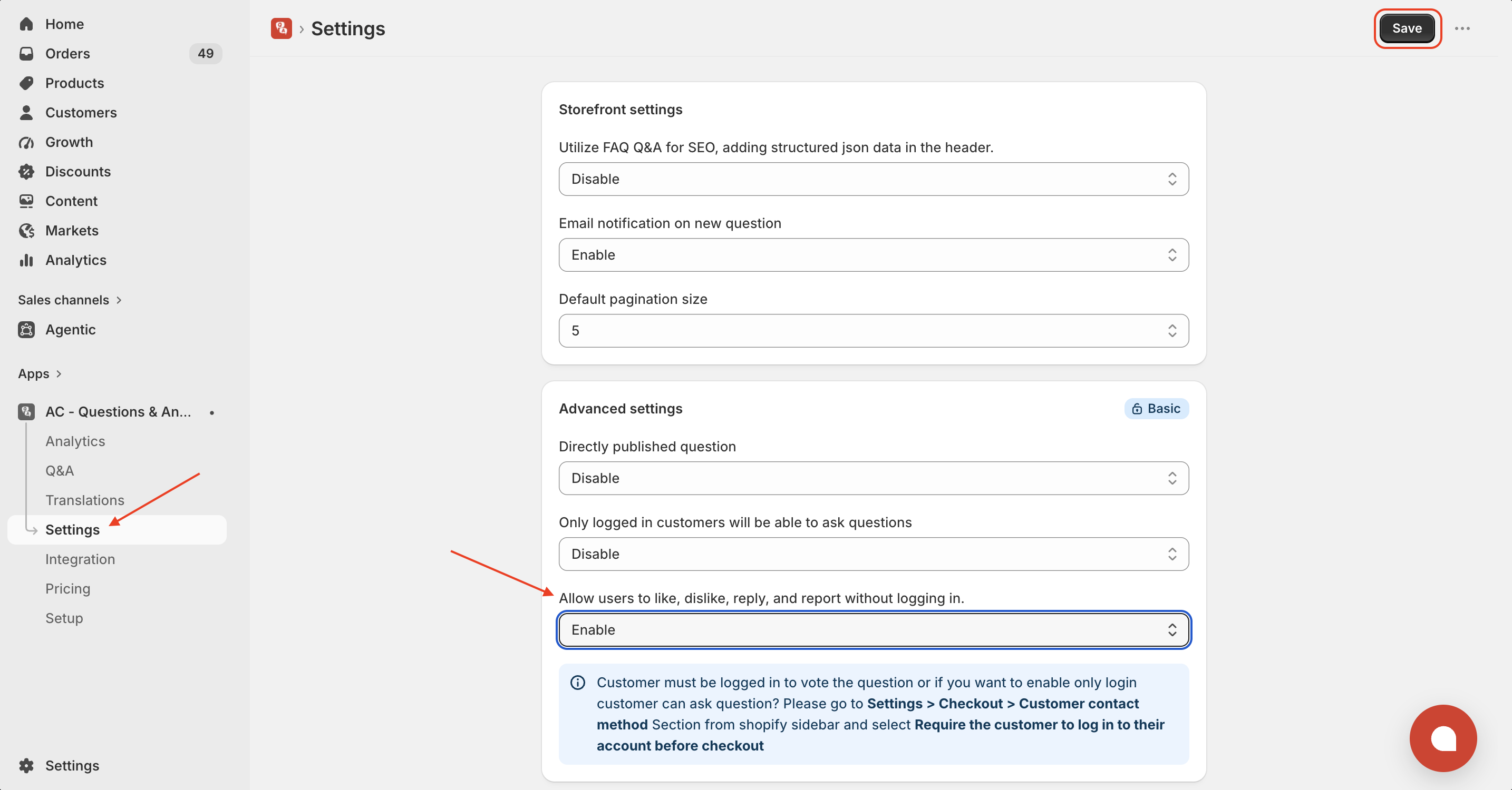 Enable Require the customer login
