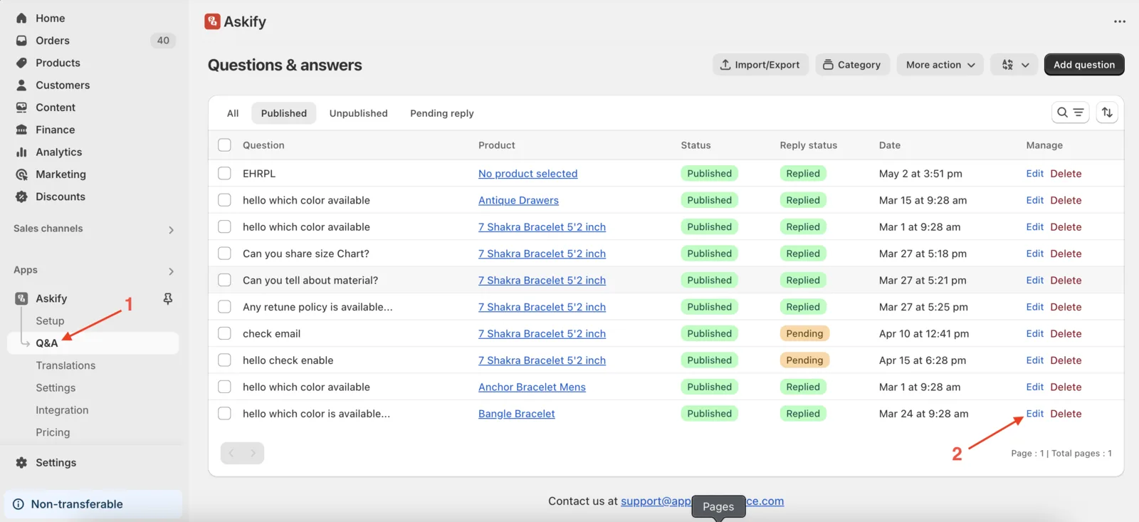 Update questions visibility 1