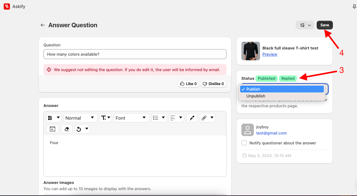 Update questions visibility 2