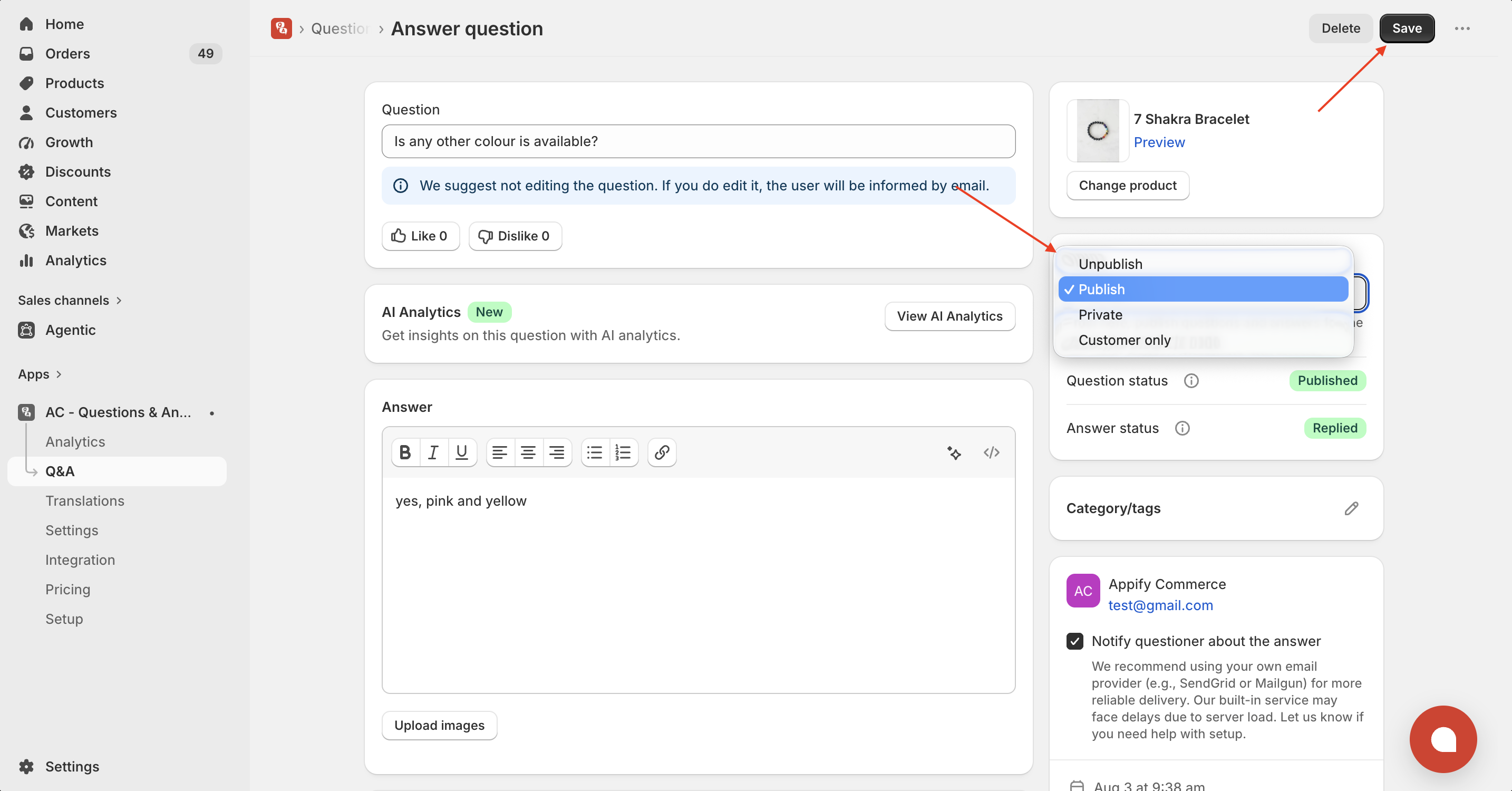 Update questions visibility 2