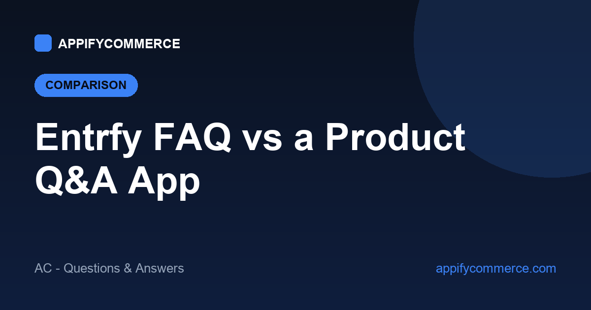 Entrfy FAQ and Product Q&A next to AC Questions and Answers: FAQs you write versus questions shoppers ask