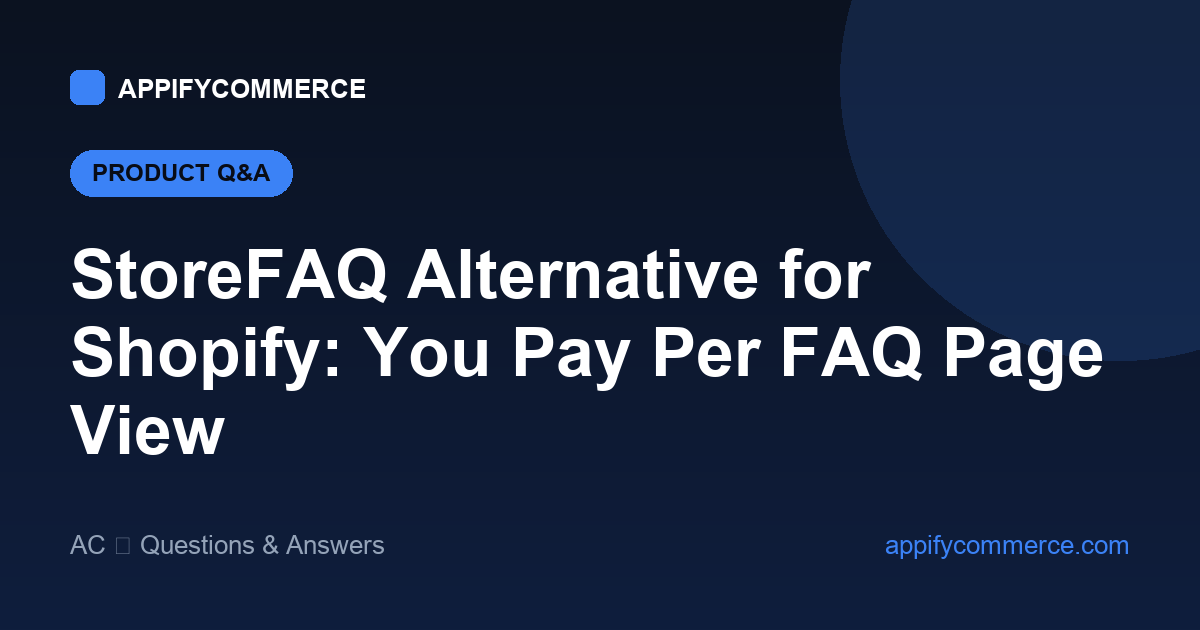 StoreFAQ alternative for Shopify — a plan metered by FAQ page views next to a plan metered by questions asked