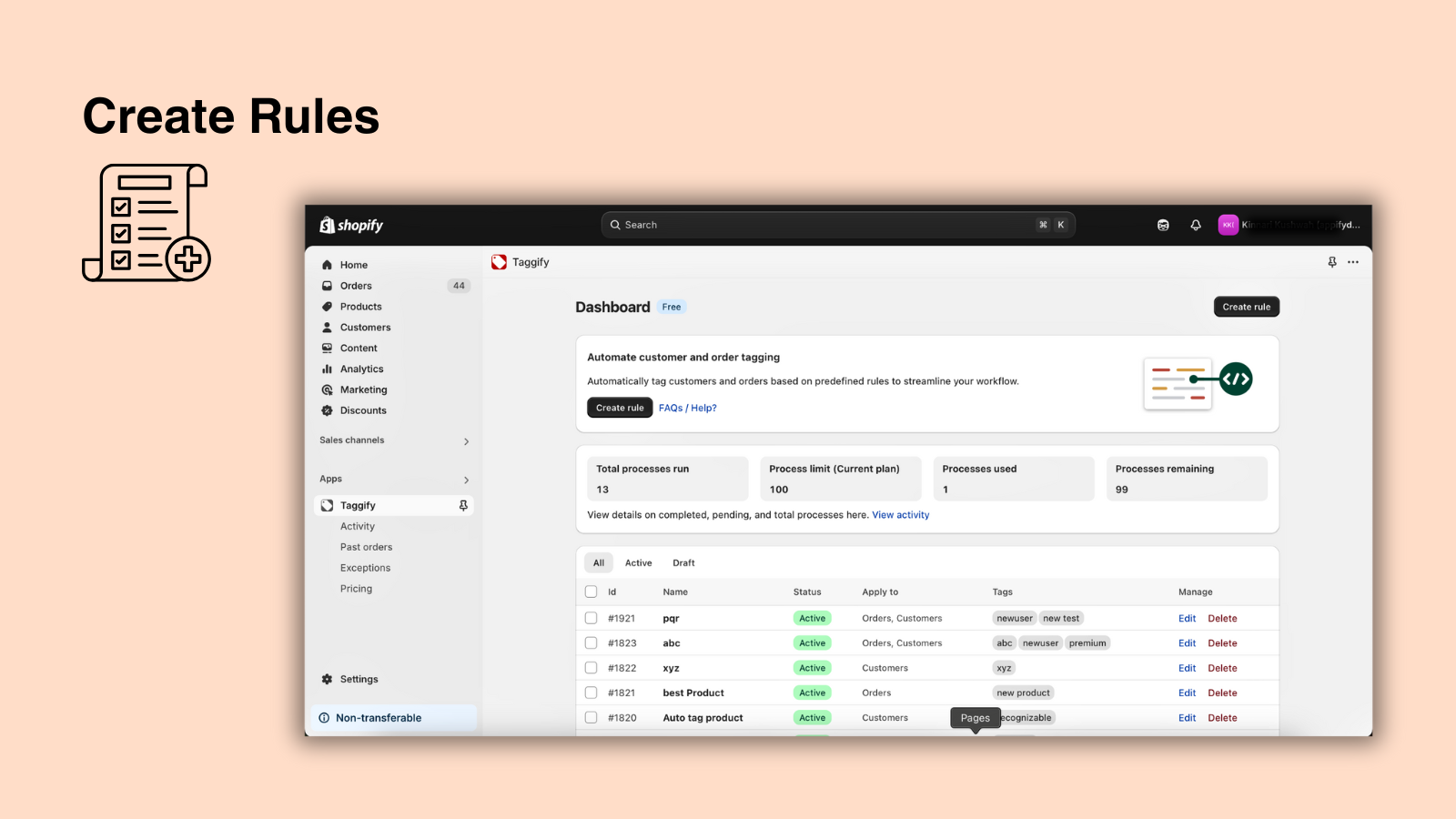 Taggify ‑ Customer &amp; Orders App